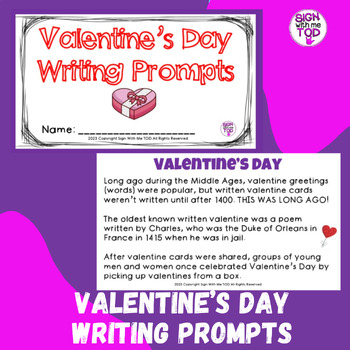 Preview of Valentine's Day Mindfulness Writing Prompts