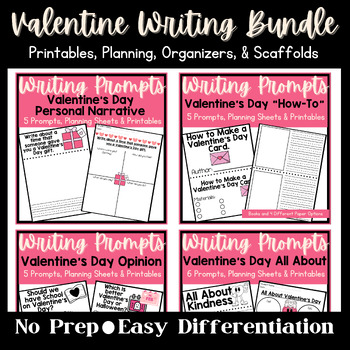 Preview of Valentine's Day Writing Prompts, Opinion, Narrative, How-To, & All About Writing