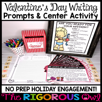 Preview of Valentine's Day Writing Prompts and Center Activity