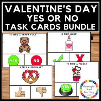 Preview of Valentine's Day Yes or No Questions Printable and Digital Task Cards Bundle