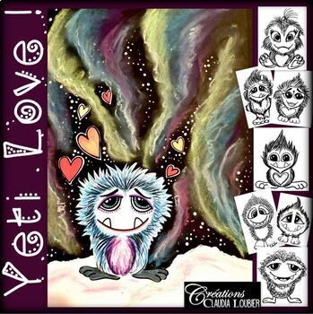 Preview of Valentine's Day : Yeti Love - Art Lesson Plan - Winter