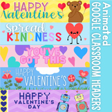 7 Valentine's Day animated headers banners for Google Classroom