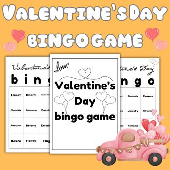 Preview of February bingo game  activity cards - Valentine’s Day bingo game cards activity