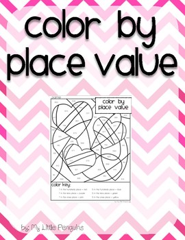 Preview of Valentine's Day color by Place Value Ones, Tens, Hundreds