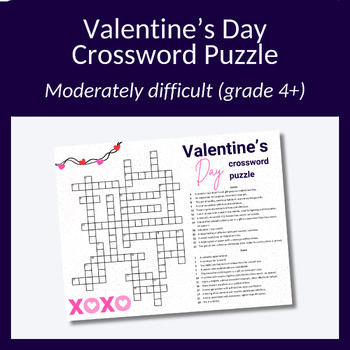 Preview of Valentine's Day crossword puzzle. Perfect for parties or just for fun! Grade 4+