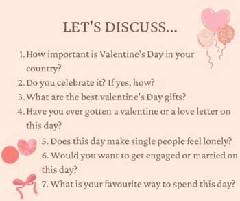 Valentine's Day - discussion prompts by Teacher'sTreasury | TPT
