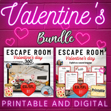 Valentine's Day escape rooms bundle digital+printable ESL 