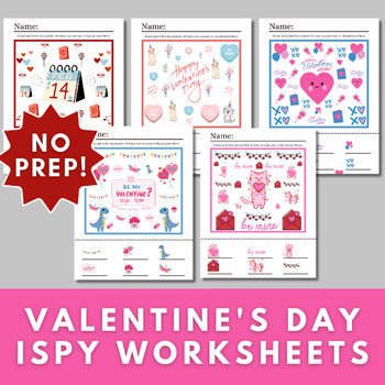 Preview of Valentine's Day iSpy Printable Worksheets | Counting Worksheet