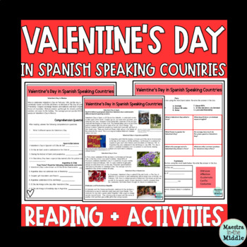 Preview of Valentine's Day in Spanish Speaking Countries Printable Reading and Activities