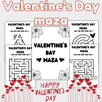 Preview of February maza activity book - Valentine’s Day book - valentines day activities