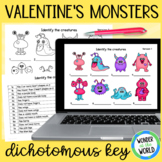Valentine's Day science monster dichotomous keys printable