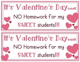 Valentine's Day - no homework pass