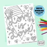 Pride Coloring Page, LGBTQ Activity, Love is Love Coloring Page