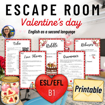 Preview of Valentine's Day printable Escape room English ESL/EFL Intermediate B1