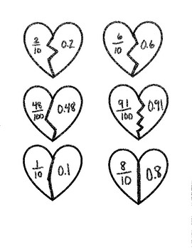 Preview of Valentine's Day tenths & hundreths