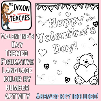 Preview of Valentine's  Day themed figurative language color by number (with answer key)