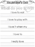 Valentine's Day themed writing prompts and worksheets