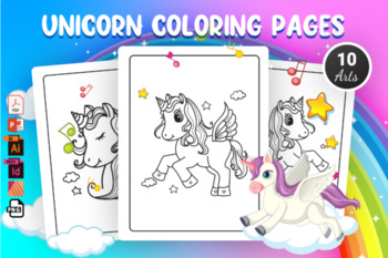 Preview of Valentine’s Day unicorn Coloring Pages for Kids 2022