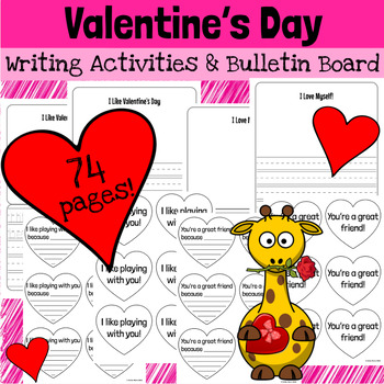 Preview of Valentine’s Day writing templates. Conversation heart compliments 1st, 2nd grade