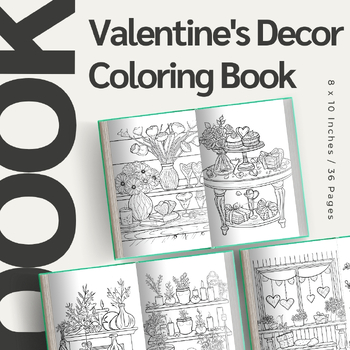 Preview of Valentine's Decor Coloring Pages / Sheets of Valentine's Decor Clipart