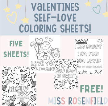 Preview of Valentine's FREE Social Emotional and Self Love Coloring Sheets