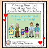 Coloring Page with Spanish Family Vocabulary and Sing-Along