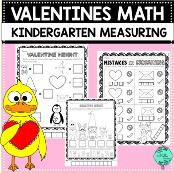 Preview of Valentine's February NO PREP Kindergarten Measurement Worksheets