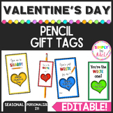 Valentine's Gift Tag l Gift Tag for Pencil l Editable