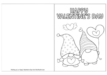 Gnome Valentine's Coloring Sheets, Art Pages