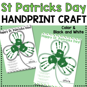 Preview of St Patricks Day Handprint Craft activity for Toddler, Pre-K, Preschool