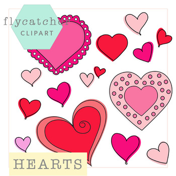Valentine's Hearts Assortment by Flycatcher Clipart | TpT