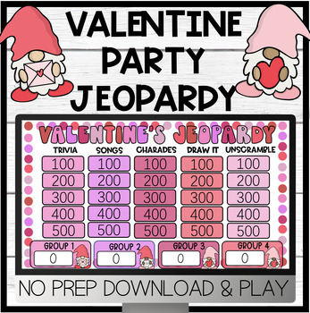 Preview of Valentine Party Game Show | Holiday Activity | Jeopardy Style