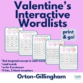 Valentine's Interactive Wordlists - Orton-Gillingham - Spe
