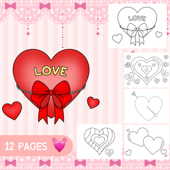 Preview of Valentine's Joy Coloring Book : 12  Pages printable suitable for all ages.
