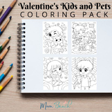 Valentine’s Kids and Pets Chibis Coloring Pack - 30 Pages 