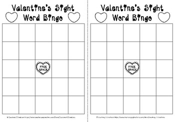 Valentine's Kindergarten Sight Words Bingo by Oh She's a Teacher