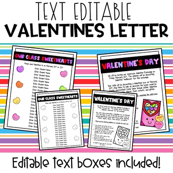 Preview of Valentine's Letter and Student List - Editable