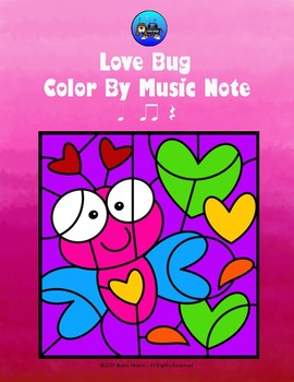 Preview of Valentine's Love Bug Color By Music Note Rhythm Coloring