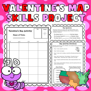 Preview of Valentine's Social Studies Map Project (Absolute and Relative Location)
