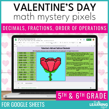 Preview of Valentine's Day Math Activities Digital Pixel Art | Fractions & Decimals