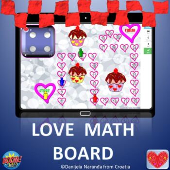 Preview of Valentine's Math Board Virtual Dice Spinner Games Boom Cards