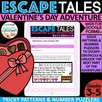 Preview of Valentine's Math Enrichment | Puzzlers | Digital Escape Tale for Google Forms™