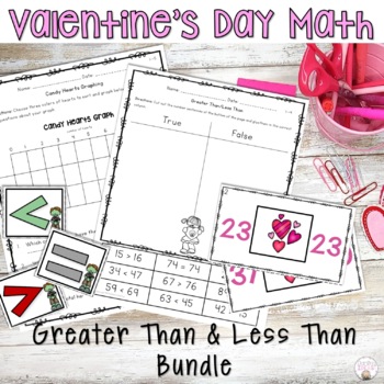 Preview of Valentine’s Day Math Activities for Greater Than and Less than First Grade