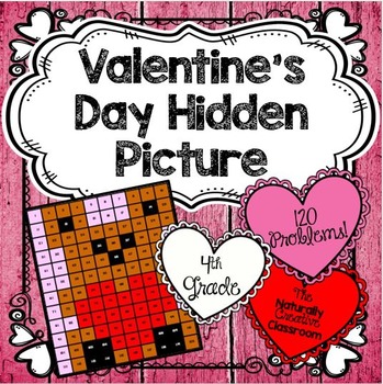 Preview of Valentine's Math Hidden Picture for 4th Grade