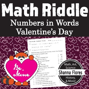 Preview of Valentine's Math Riddle - Numbers Written in Words - Fun Math