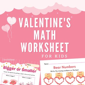 Preview of Valentine's Math Worksheet For Kinder