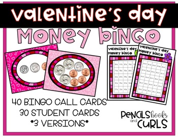 Preview of Valentine's Day Money Math Bingo