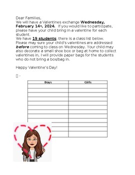 Preview of Valentine's Note for Parents