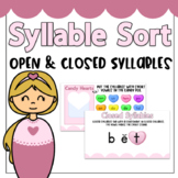 Valentine's Open/Closed Syllable Sort | Printable Centers 