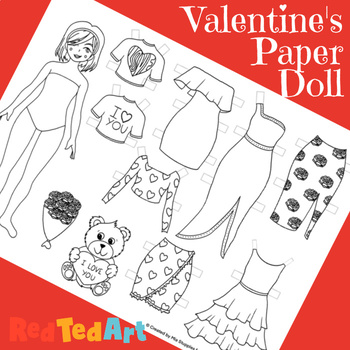 Valentine's Paper Doll - Print, Color, & Dress Up - Mix Match